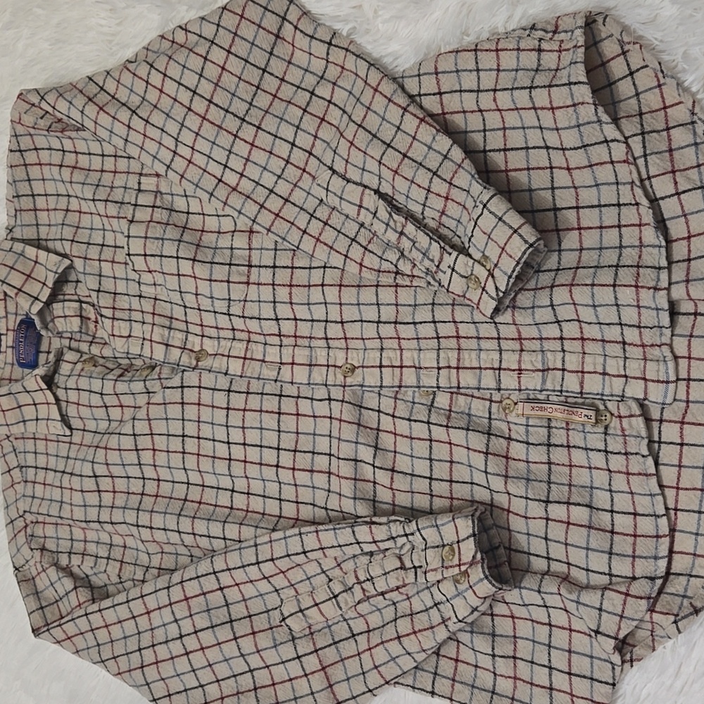 Pendleton Wool Plaid Shirt in Red, Blue, and Cream